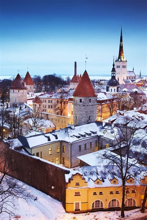 The medieval old town of Tallinn, Estonia, looking beautiful under a ...