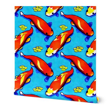 Koi Fish Pond Wallpaper | Spoonflower