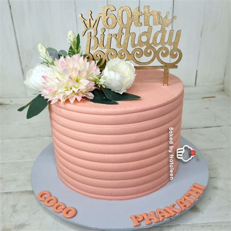 Beautiful Pink Flowery 60th Birthday Cake