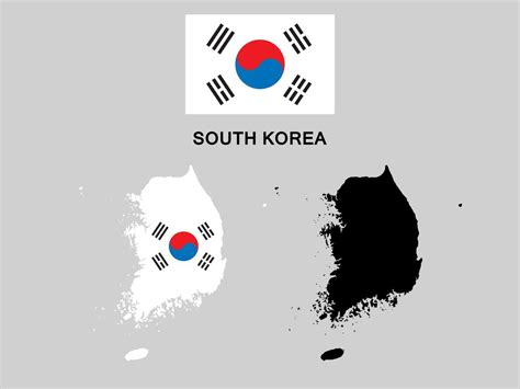 SOUTH KOREA flag and map vector 21223244 Vector Art at Vecteezy