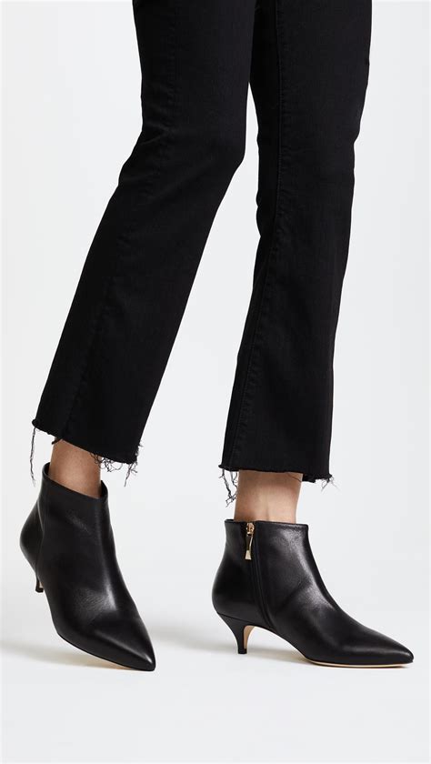 Kate Spade Leather Olly Kitten Heel Ankle Booties in Black - Lyst