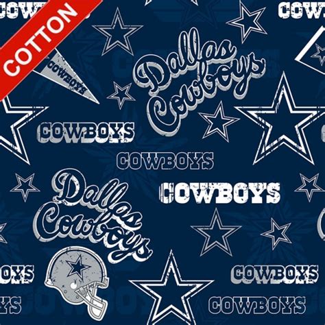 Dallas Cowboys Retro NFL Cotton Fabric - NFL Football Team Cotton Fabric