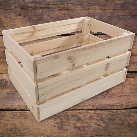 Wooden Crates Storage Boxes /2 Sizes/ Plain Unpainted Pinewood To Decorate Craft | eBay