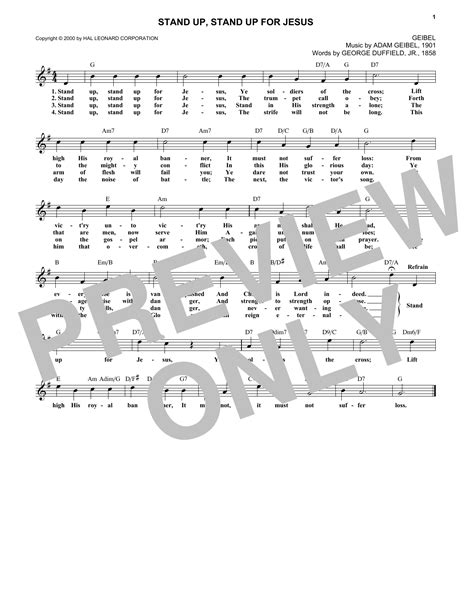 George Duffield, Jr. "Stand Up, Stand Up For Jesus" Sheet Music Notes | Download Printable PDF ...