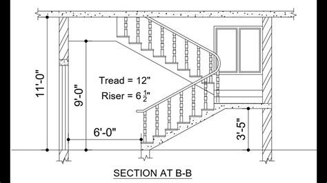 Full Drawing for Staircase - Staircase Cross Section full details Drawing - YouTube