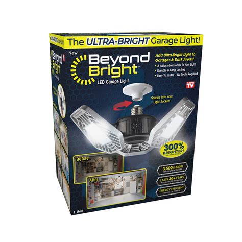 Ontel Beyond Bright LED Ultra-Bright Garage Light - 3 Adjustable Panels, Energy Efficient, Easy ...