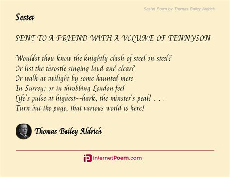 Sestet Poem by Thomas Bailey Aldrich