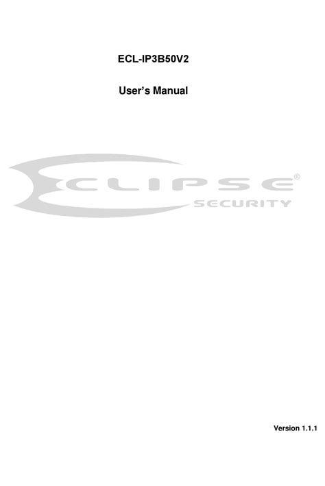 ECLIPSE SECURITY ECL-IP3B50V2 USER MANUAL Pdf Download | ManualsLib