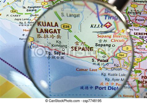 Magnifying sepang. Magnifying glass over a map showing sepang, malaysia ...