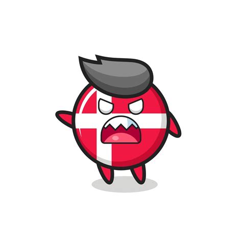 cute denmark flag badge cartoon in a very angry pose 3390119 Vector Art ...