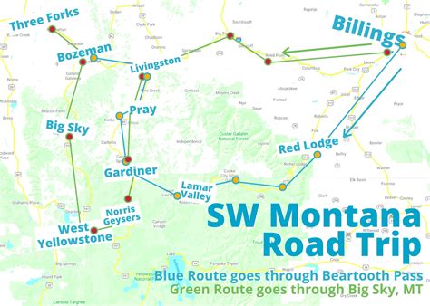 SW Montana Road Trip Map - 2TravelDads