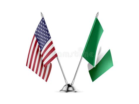 Table Flags, United States America And Nigeria, Isolated On White ...