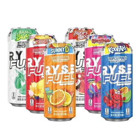 RYSE Fuel Energy Drink On The Go Energy 0 Sugars 0 Calories Vegan 200mg Caffeine 12 Pack Variety ...