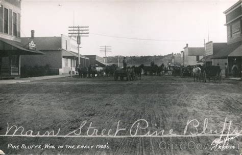 Main Street in the Early 1900's Pine Bluffs, WY Sanborn Postcard