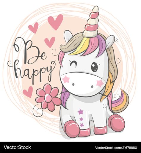 Cute cartoon unicorn with flower Royalty Free Vector Image