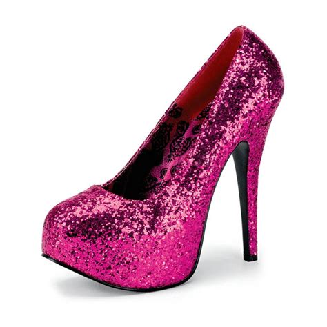 Pleaser - Hot Pink Glitter Platform Pump WIDE WIDTH Heels with 5.75 ...