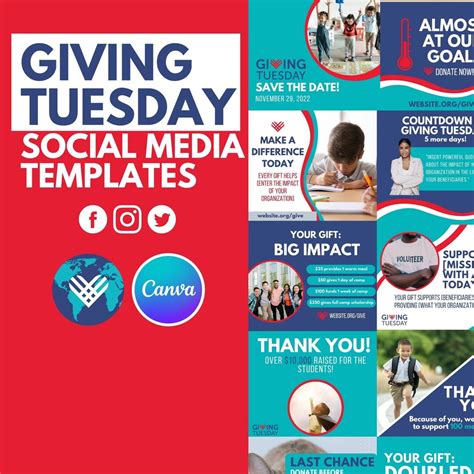 GIVING TUESDAY Social Media Templates Canva Templates, Nonprofit Social Media Templates ...