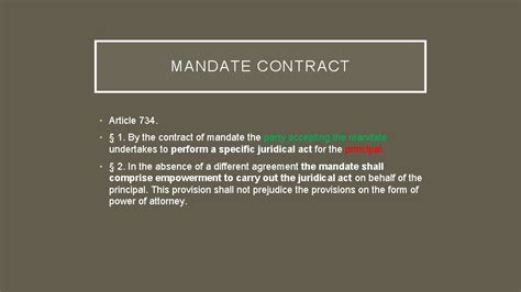 MANDATE CONTRACT SPECIFIC WORK CONTRACT CONSTRUCTION WORKS CONTRACT