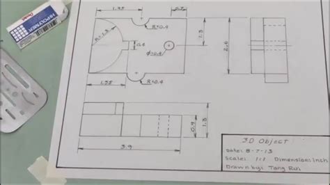 Engineering Drawing Tutorials for Beginners - 3 | Orthographic Projection in Engineering Drawing ...