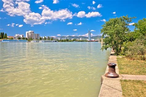 Vienna. Danube River Coastline Colorful View in Vienna Stock Image - Image of europe ...