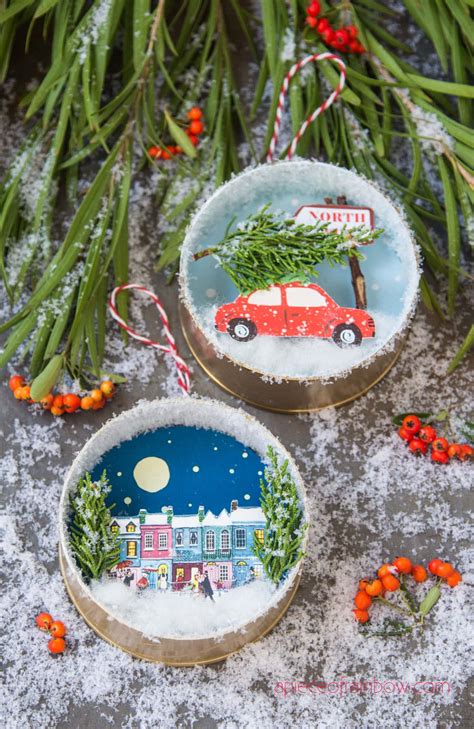 DIY Winter Village & Red Car Christmas Tree Ornaments - A Piece Of Rainbow