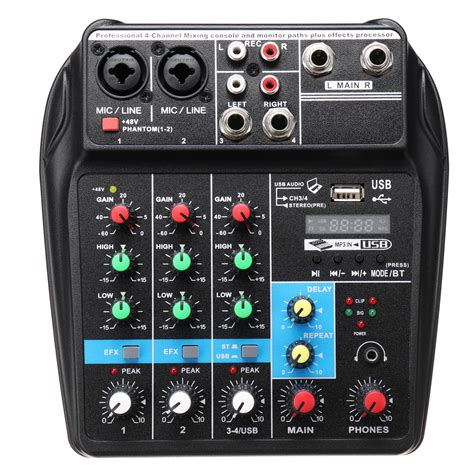 4 channels usb portable mixer bluetooth record live studio dj audio mixing console Sale ...