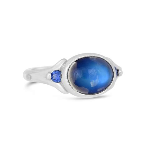 Moonstone and Sapphire Ring - deJonghe Original Jewelry