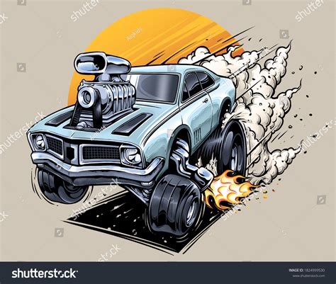 Muscle Car Artwork Hot Road Style Stock Illustration 1824999530 | Shutterstock