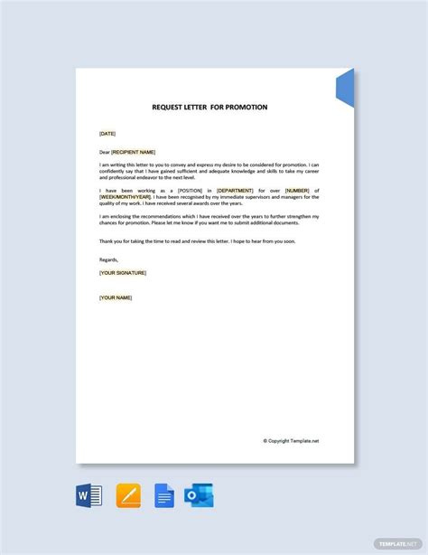 Request letter for promotion in Word, Pages, Google Docs, PDF - Download | Template.net