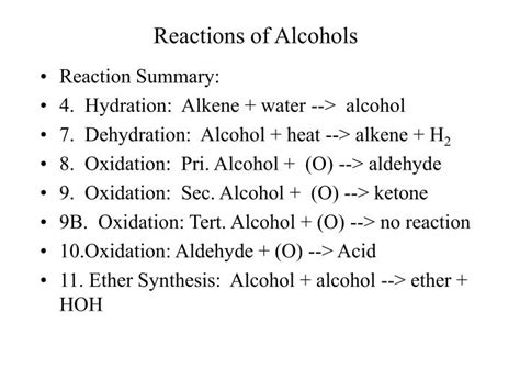 PPT - Reactions of Alcohols PowerPoint Presentation, free download - ID:151307