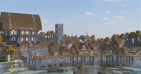 A medieval village I have been working on for three months : r/Minecraft