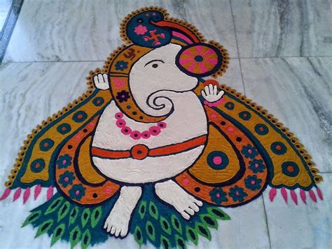 Very Beautiful Ganesha Rangoli Designs ~ Art Magazine