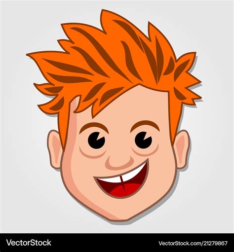 Funny cartoon boy face icon Royalty Free Vector Image