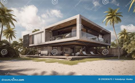 Modern House with Panoramic Windows on the Beach. Modern Beach House ...