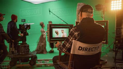 Director Shooting Period Film Green Screen CGI Scene with Actors Wearing Renaissance Costumes ...