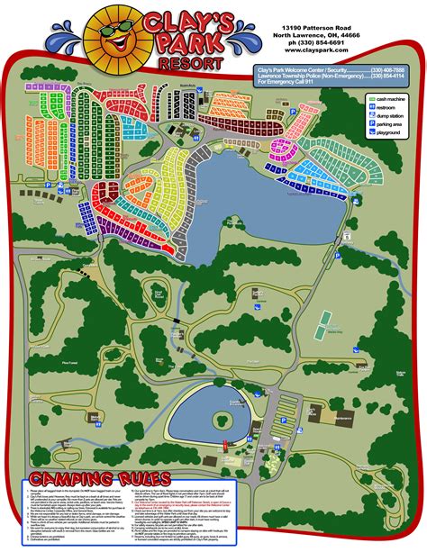 Park Map - Clay's Park - NorthEast Ohio | Camping world locations, Park resorts, Camping park