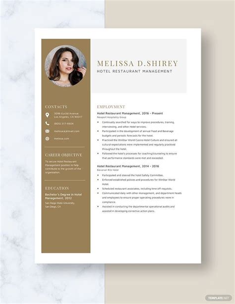 Hotel Restaurant Management Resume in Pages, Word - Download | Template.net