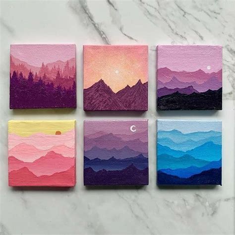 Set of mini sunset canvas painting | #sunset#minicanvaspainting#paint ...