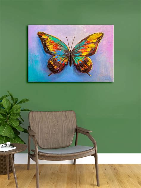 Buy 999Store Multi Beautiful Butterfly Art Framed Canvas Painting Wall ...