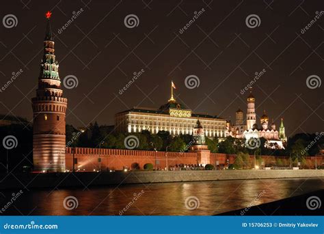 Moscow Kremlin at night stock image. Image of festival - 15706253