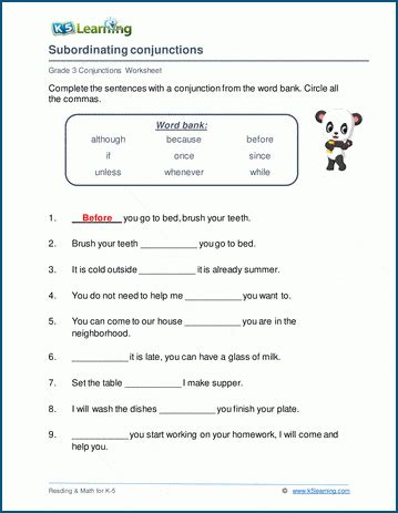 Coordinating Conjunction Worksheets