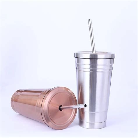 Double Insulated Stainless Steel Straw Coffee Mug 500ml – SUESEN