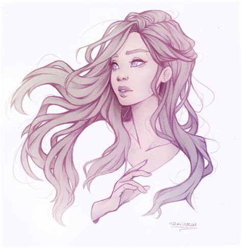 "Pink Phase" sketches | Long hair drawing, Art drawings beautiful, Flowy hair drawing