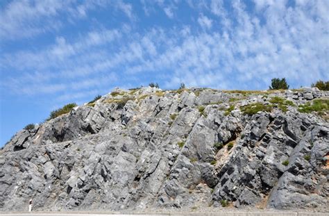 Premium Photo | Geological formation vertical limestone strata in the mountains