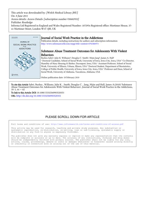 (PDF) Substance Abuse Treatment Outcomes for Adolescents With Violent ...