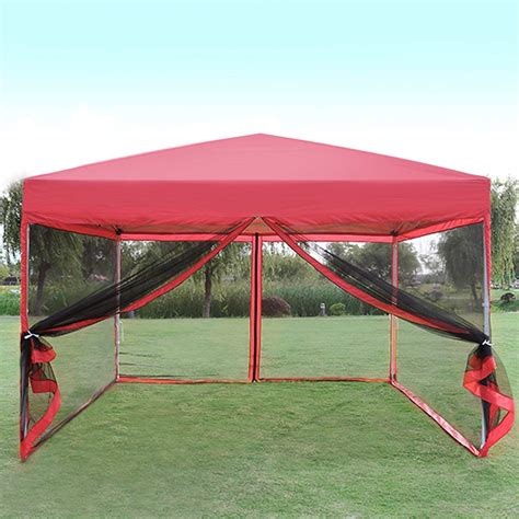 VIVOHOME Outdoor EZ Pop Up Canopy Screen Party Tent with Mesh Side ...