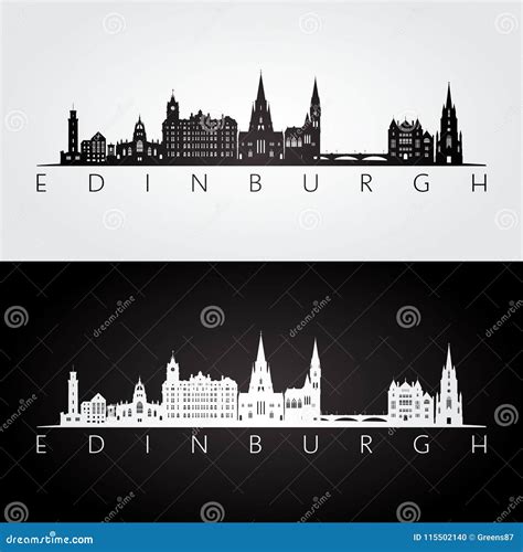 Edinburgh Skyline And Landmarks Silhouette Vector Illustration | CartoonDealer.com #115502140