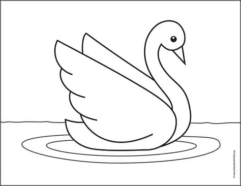 Easy How to Draw A Swan Tutorial and Swan Coloring Page