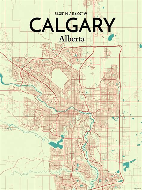 Ourposter 'calgary City Map' Graphic Art Print Poster In Inside Printable Map Of Calgary ...