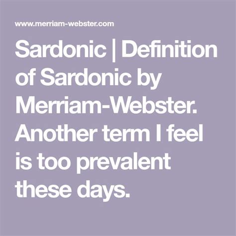 Sardonic | Definition of Sardonic by Merriam-Webster. Another term I ...